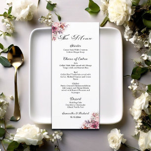 Duste menú Boda de Boho rosa 4 x 9''
