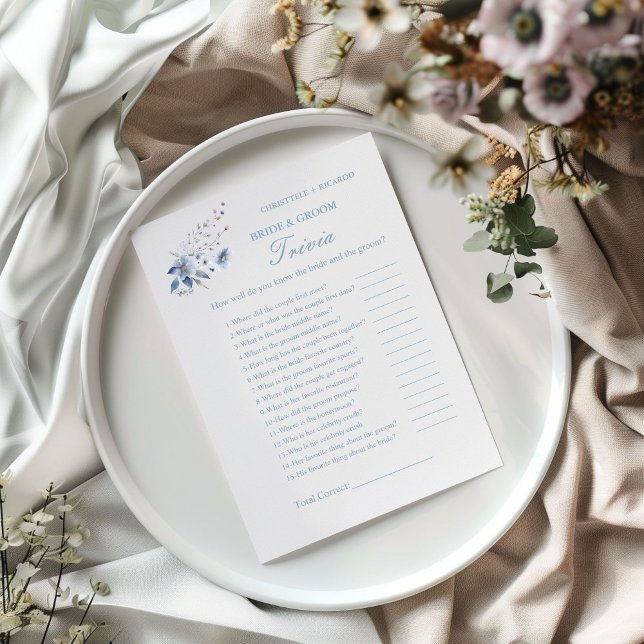 Duste novia floral azul y tarjeta de juego Groom T (Subido por el creador)
