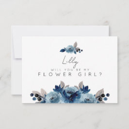 Duste tarjeta de dama de honor floral azul
