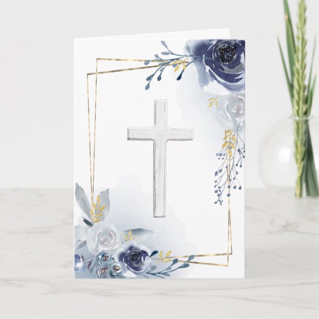 Duste tarjeta de diseño floral azul (Anverso)