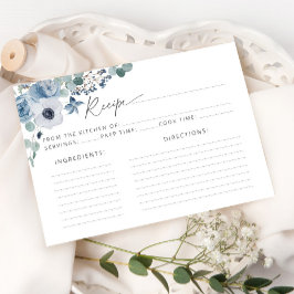 Duste tarjeta de receta floral azul