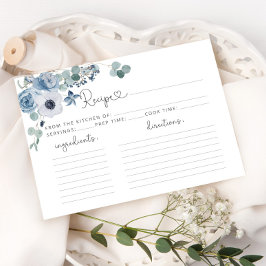 Duste tarjeta de receta floral azul