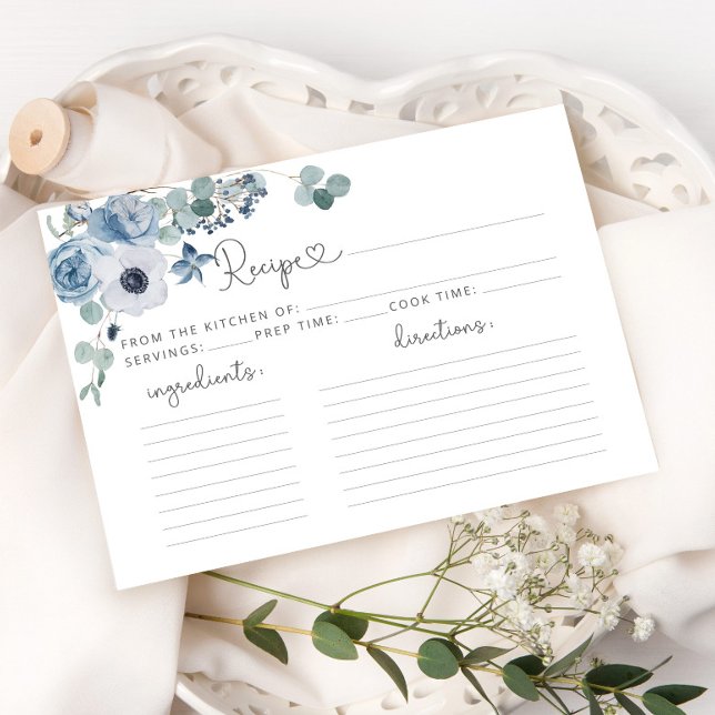 Duste tarjeta de receta floral azul (Subido por el creador)