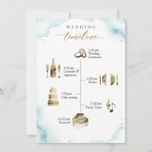 Dusty azul Boda bienvenida y tarjeta cronológica