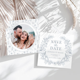 Dusty azul floral floral wreath boho Save the Date