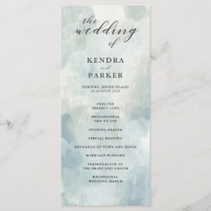 Dusty Blue Abstract Brushstrokes Programa de Boda