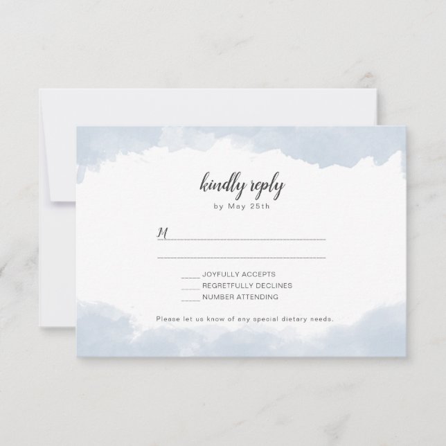 Dusty Blue acuarela boda RSVP tarjeta de respuesta (Anverso)