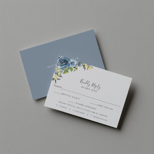 Dusty Blue Amarillo Floral Boda RSVP Elección de C