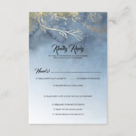 Dusty Blue and Gold Modern RSVP