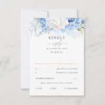 Dusty Blue and White Floral Wedding RSVP