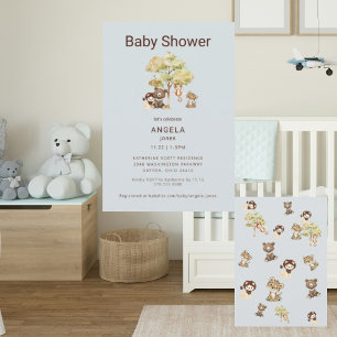 Dusty Blue Animals Boy Invitación de Baby Shower