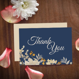 Dusty Blue Autumn Boho Boda Gracias Tarjeta Llanta