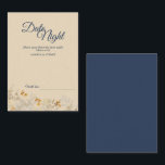 Dusty Blue Autumn Boho Fecha Tarjeta de Consejos N<br><div class="desc">Este Dusty Blue Autumn Boho boda, tarjeta de consejo nocturno, combina un ambiente antiguo con un aspecto retro de flor silvestre bohemia. Las elegantes y neutras flores de color beige sobre el polvoriento fondo azul marino, con su elegante tipografía caligráfica, permiten celebrar matrimonios formales pero salvajes y florales de estilo...</div>