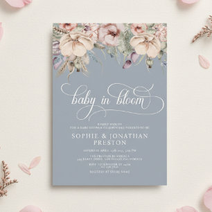 Dusty Blue Baby En Floración QR Tarjeta de Invitac