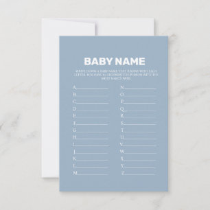 Dusty Blue Baby Name Sugerencias de la tarjeta de