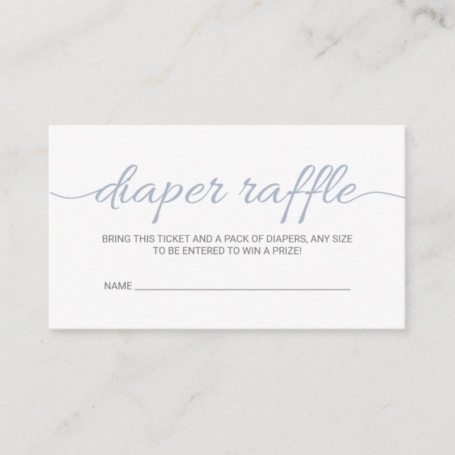 Dusty Blue Baby Shower Diaper Raffle Ticket Modern (Anverso)
