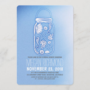 Dusty Blue Beach Bridal Shower Invitaciones