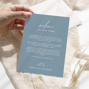 Dusty Blue Bienvenida Itinerary Gracias Tarjeta