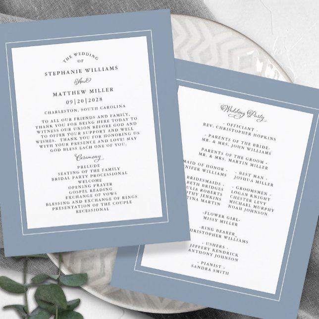 Dusty Blue Boda Ceremony Elegante Programa Presupu (Subido por el creador)