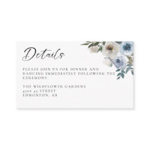 Dusty Blue Boda Floral Details Script de recepción