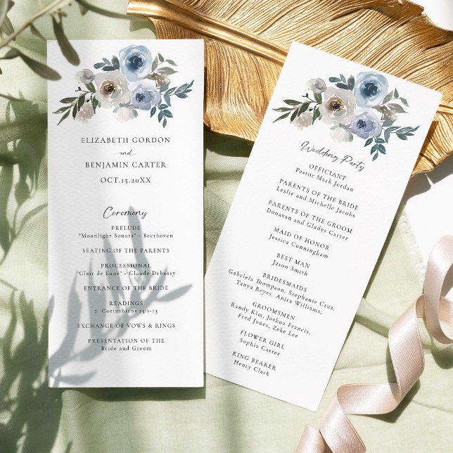 Dusty Blue Boda Floral Elegante programa Script (Subido por el creador)