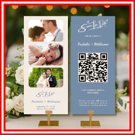 Dusty Blue Boda Foto Código QR Elegante