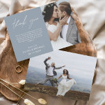 Dusty Blue Boda Gracias Cartas Flyer<br><div class="desc">Boda de presupuesto Gracias Tarjetas que tienen una foto en el frente y en la parte de atrás. Las tarjetas de agradecimiento contienen una moderna tipografía de escritura cursiva con letras a mano que son elegantes,  simples y modernas para usar después de la celebración del día de la boda.</div>