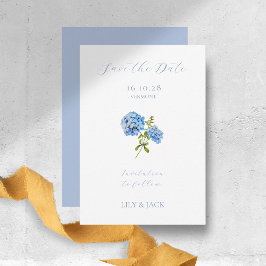 Dusty Blue Boda Hydrangea Guardar la tarjeta de fe