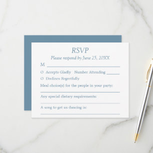 Dusty Blue Boda Invitado Elecciones RSVP Tarjeta