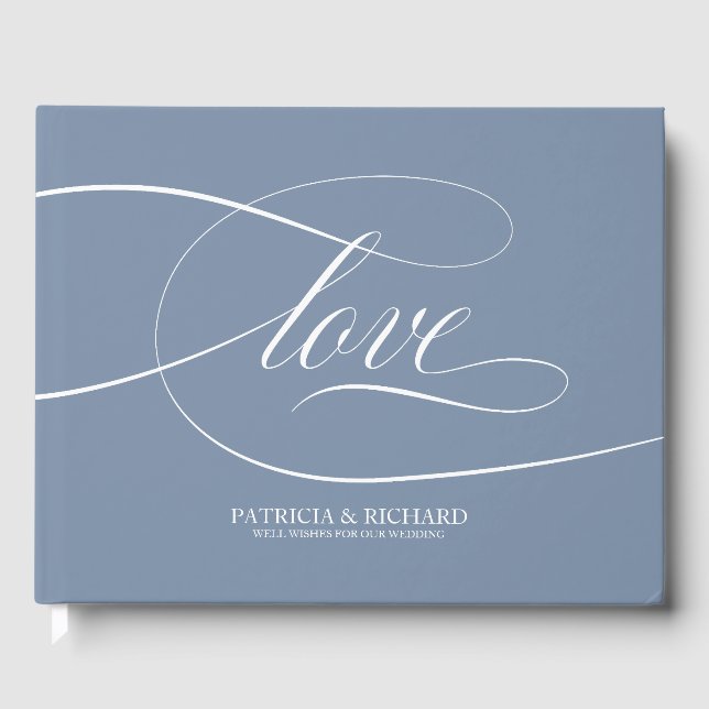 Dusty Blue Boda Libro de Invitados Elegante (Anverso)