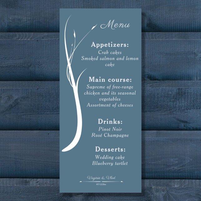 Dusty Blue Boda Menu (Dusty Blue Wedding Menu)