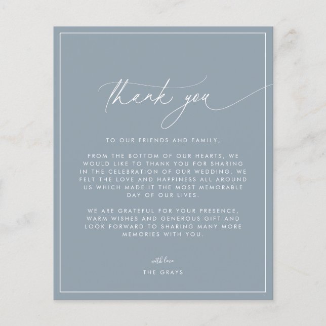 Dusty Blue Boda Tarjeta de agradecimiento (Anverso)