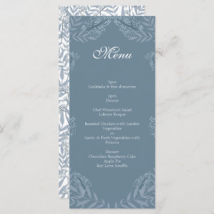 Dusty Blue Boda Vintage Botanical Menu