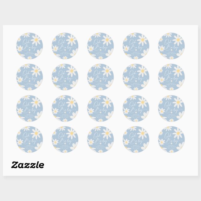 Dusty Blue Bohemiy Daisy Flower Round Pegatina (Hoja)