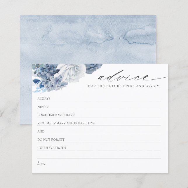 Dusty Blue Boho Bridal Shower Tarjeta de consejo d (Anverso / Reverso)