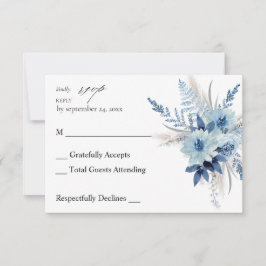 Dusty Blue Boho Floral no Meal RSVP