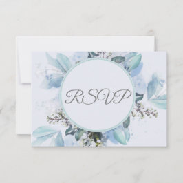 Dusty Blue Botanical Watercolor Wedding RSVP