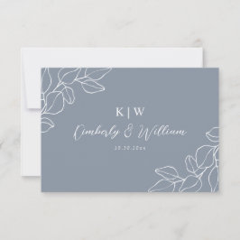 Dusty Blue Botanical Wedding RSVP CARD