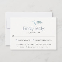 Dusty Blue Botanical Wedding Tarjeta RSVP