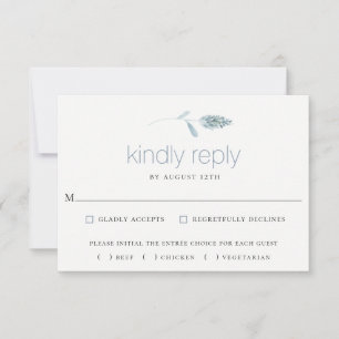 Dusty Blue Botanical Wedding Tarjeta RSVP