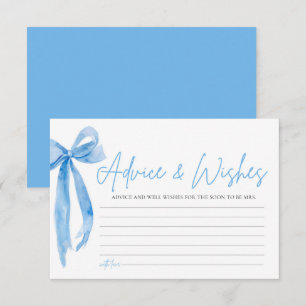 Dusty Blue Bow Bridal Shower Consejos y Tarjeta de