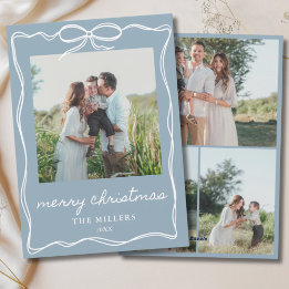 Dusty Blue Bow Feliz Navidad 4 Familia de fotos