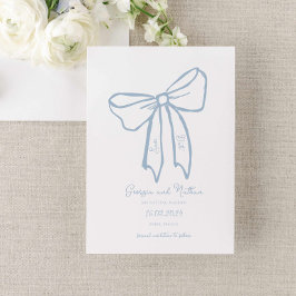 Dusty Blue Bow Guardar la invitación de fecha