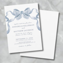 Dusty Blue Bow Whimsical Elegante Invitación a la 