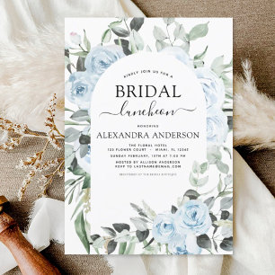 Dusty Blue Bridal Shower Luncheon Invitación