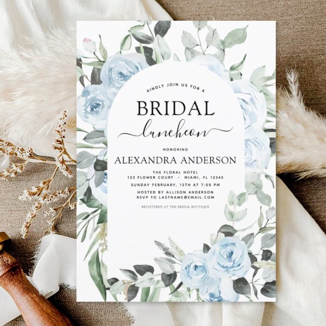 Dusty Blue Bridal Shower Luncheon Invitación (Subido por el creador)