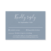 Dusty Blue Budget Tarjeta RSVP de escritura modern