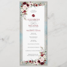 Dusty Blue Burgundy Rubor Programa de Bodas Floral