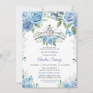 Dusty Blue Chica Mexicana Mis XV Invitaciones Anos