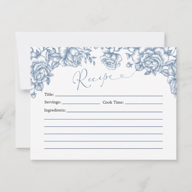 Dusty Blue Chinoiserie Baby Shower Receta Tarjeta (Anverso)